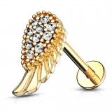 Piercing micro-labret 24 - Aile jaune avec strass
