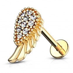 Piercing micro-labret 24 - Aile jaune avec strass