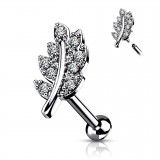 Piercing micro-labret 91 - Feuille grise avec strass