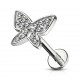 Piercing micro-labret 131 - Papillon gris avec strass