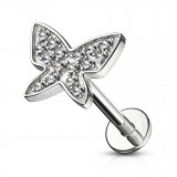 Piercing micro-labret 131 - PVD papillon strass