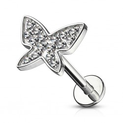 Piercing micro-labret 131 - PVD papillon strass