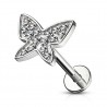 Piercing micro-labret 131 - Papillon gris avec strass