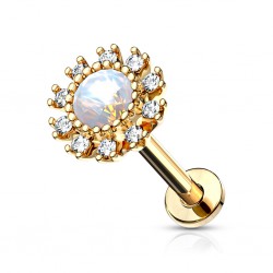 Piercing micro-labret 133 - Jaune fleur gem aurora