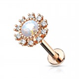 Piercing micro-labret 133 - Rose fleur gem aurora