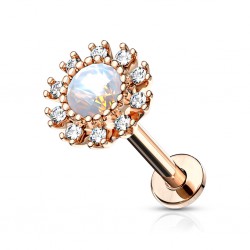 Piercing micro-labret 133 - Rose fleur gem aurora