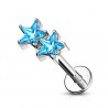 Piercing micro-labret 135 - Etoiles grises cristal bleu-clair