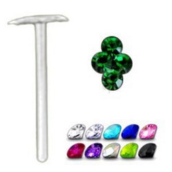 Piercing nez pliable 0.5mm 02 - 4 strass
