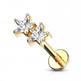 Piercing micro-labret 135 - Etoiles jaune cristal transparent