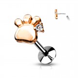 Piercing micro-labret 137 - Patte de chat rose