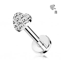 Piercing micro-labret 142 - Coeur deluxe gris
