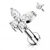 Piercing micro-labret 150 - Papillon cristal transparent