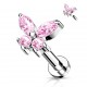 Piercing micro-labret 150 - Papillon cristal rose