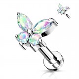 Piercing micro-labret 150 - Papillon cristal aurora