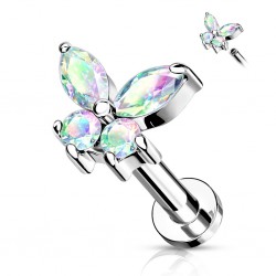 Piercing micro-labret 150 - Papillon cristal aurora