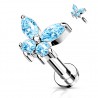 Piercing micro-labret 150 - Papillon cristal bleu-clair