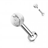 Piercing micro-labret 151 - Boule en howlite blanche