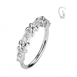 Anneau 0.8mm 35 - Gris criss cross et cristaux