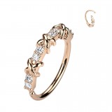Anneau 0.8mm 35 - Rose criss cross et cristaux