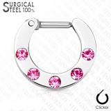 Piercing septum, oreille 04 - Cinq strass roses