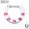 Piercing septum, oreille 04 - Cinq strass roses