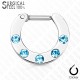 Piercing septum, oreille 04 - Cinq strass bleu-clair