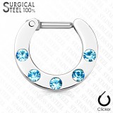 Piercing septum, oreille 04 - Cinq strass bleu-clair