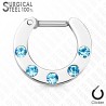 Piercing septum, oreille 04 - Cinq strass bleu-clair