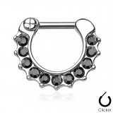 Piercing septum, oreille 05 - Onze strass noirs