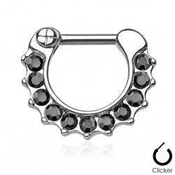 Piercing septum, oreille 05 - Onze strass noirs