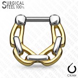 Piercing septum, oreille 07 - Chaine grise et jaune