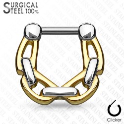 Piercing septum, oreille 07 - Chaine grise et jaune
