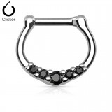 Piercing septum, oreille 13 - Cinq petits zircones noirs