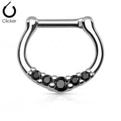 Piercing septum, oreille 13 - Cinq petits zircones noirs