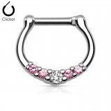 Piercing septum, oreille 13 - Cinq petits zircones roses