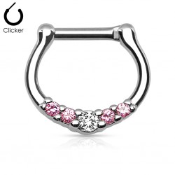 Piercing septum, oreille 13 - Cinq petits zircones roses