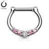 Piercing septum, oreille anneau avec cinq petits zircones roses (13)