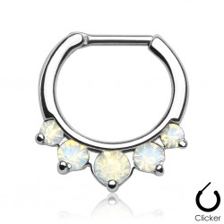 Piercing septum, oreille 15 - Zircones opalites transparents