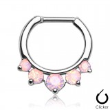 Piercing septum, oreille 15 - Zircones opalites roses