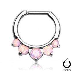 Piercing septum, oreille 15 - Zircones opalites roses