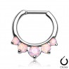 Piercing septum, oreille 15 - Zircones opalites roses