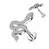 Piercing micro-labret 154 - Serpent multistrass gris
