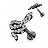 Piercing micro-labret 154 - Serpent multistrass noir