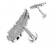 Piercing micro-labret 155 - Plume grise multistrass