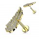 Piercing micro-labret 155 - Plume jaune multistrass