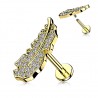 Piercing micro-labret 155 - Plume jaune multistrass