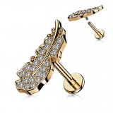 Piercing micro-labret 155 - Plume rose multistrass