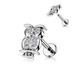 Piercing micro-labret 156 - Hibou gris multistrass