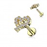 Piercing micro-labret 157 - Coeur jaune ouvert multistrass