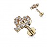 Piercing micro-labret 157 - Coeur rose ouvert multistrass